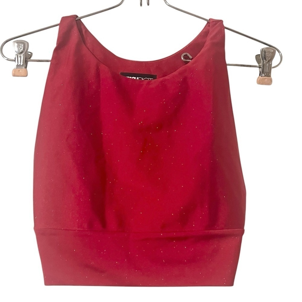 NEW Beach Riot Tara Racerback Red Glitter S Performance Workout Top Only Flawed